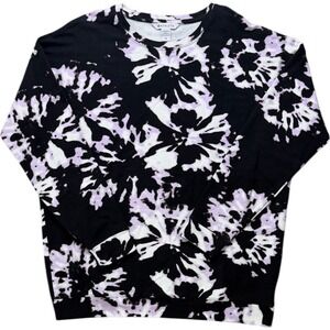 Athleta Balance Printed Pullover Willow Elfin Purple Black Sweatshirt Size M